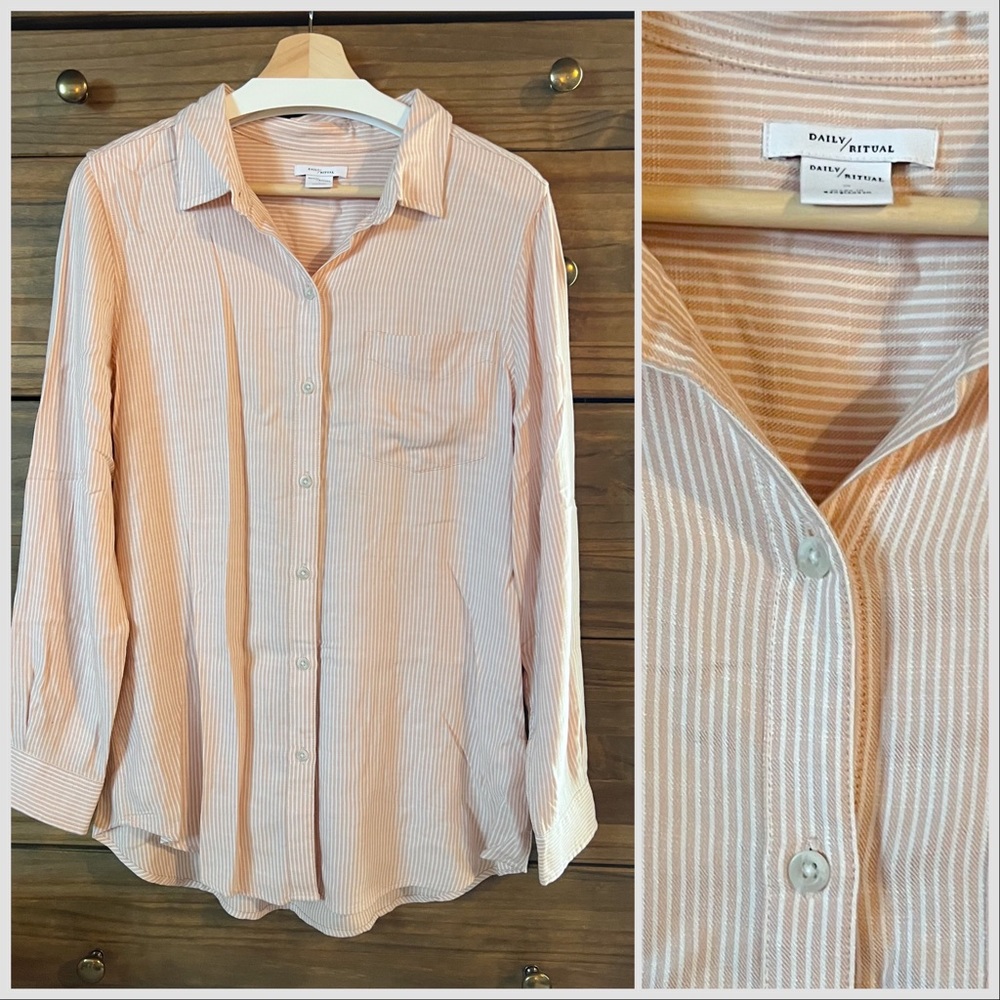 Daily Ritual Button-Down Collared Tunic Top M - Picture 2 of 8